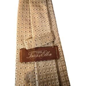 Ermenegildo Zegna Silk Tie Gold Geometric Dot Pattern Made Italy